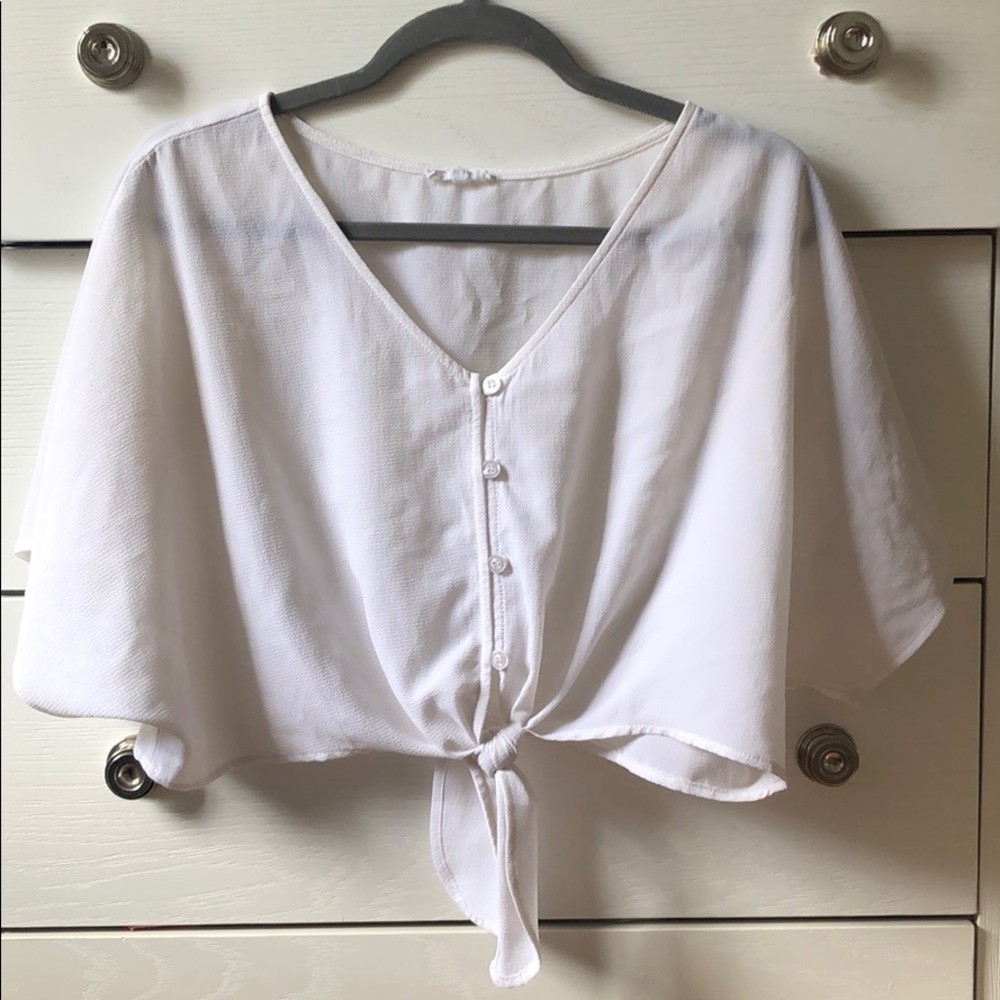 Lucca White Front Tie Top